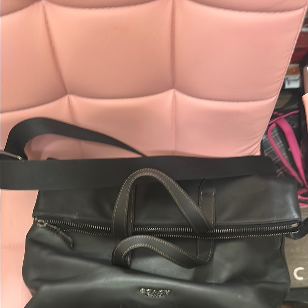 Coach Graham Foldover Crossbody Messenger Smooth Leather Black Bag. - Picture 11 of 16